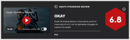 IGN的编辑认为，《死亡搁浅》的玩法撑不起整个游戏世界