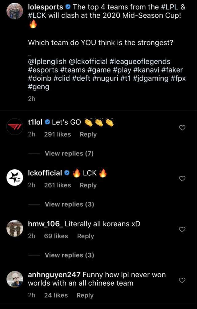 LPL：世界赛还能看到全华班夺冠么？韩国网友:8个人7个是我们的人