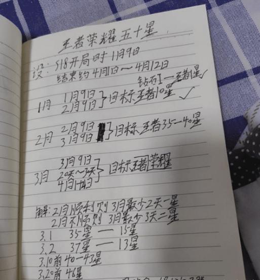 学生打王者太恐怖,笔记对局分析不稀奇,这规划表比课程表还细