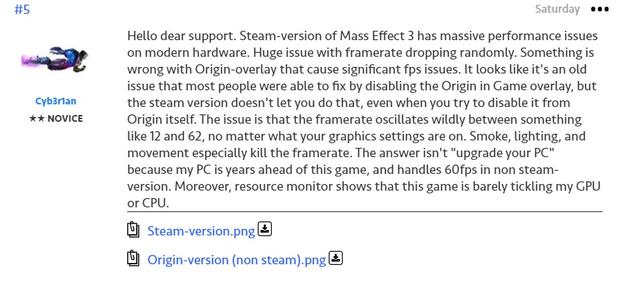 《质量效应3》Steam版强制使用Origin平台功能 出现大幅掉帧 无法解决