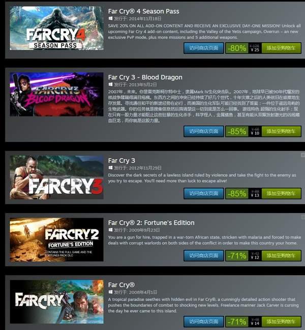 Steam《孤岛惊魂》促销 多款游戏新史低价,最低10元