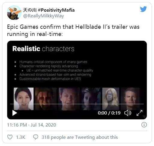 Epic确认《地狱之刃2》预告片是实时而非录制