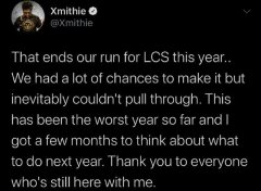 LCS夏季赛已经完全结束了，老将Xmithie所在