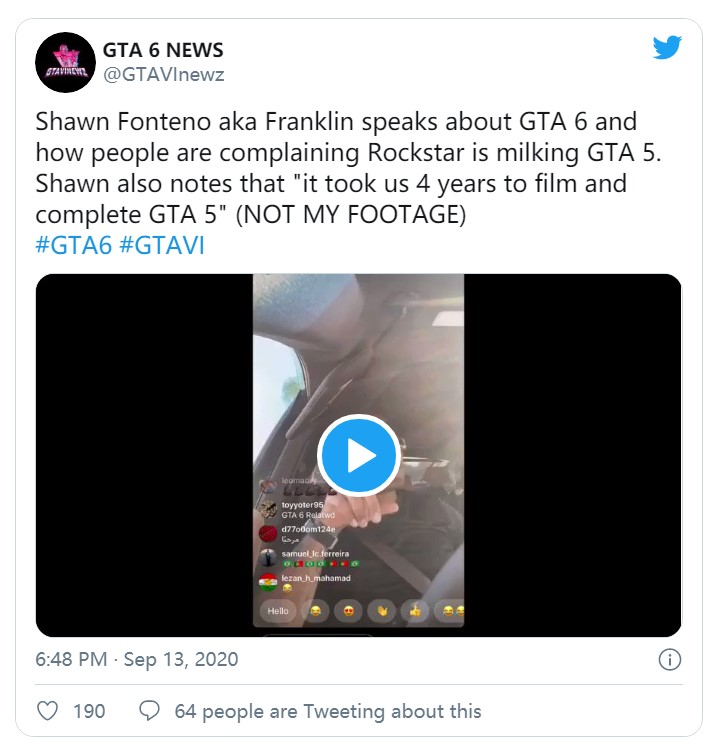 富兰克林配音:别老嫌R星用GTA5割韭菜 GTA6该公布时会来的