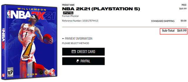 3A游戏终于涨价了，《NBA 2K21》售价将达到69.99美元